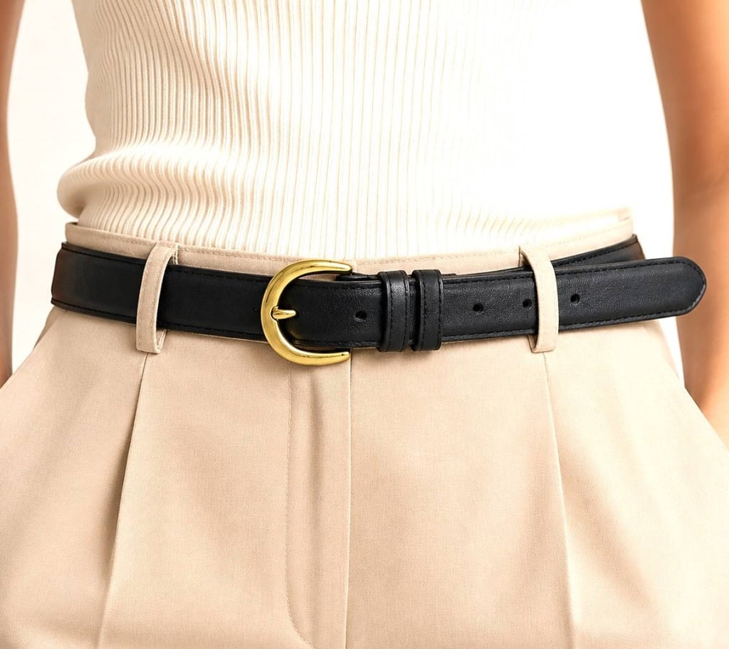 COACH BLACK LEATHER BELT GOLD BUCKLE 36": This authentic Coach black leather belt features a classic polished gold-tone buckle with timeless equestrian-inspired styling. Crafted from smooth black leather with a natural leather backing, the be