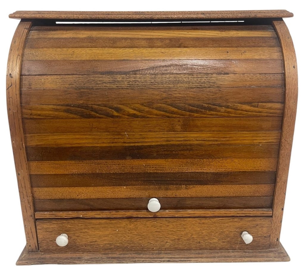 VINTAGE OAK ROLL TOP DESK ORGANIZER 18" (1 of 8)