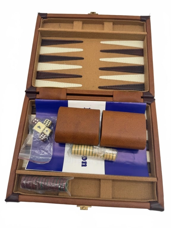 Leatherette Backgammon Set with Accessories - 2