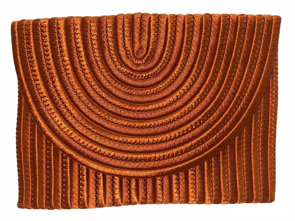 Orange Satin Envelope Clutch Purse - 2