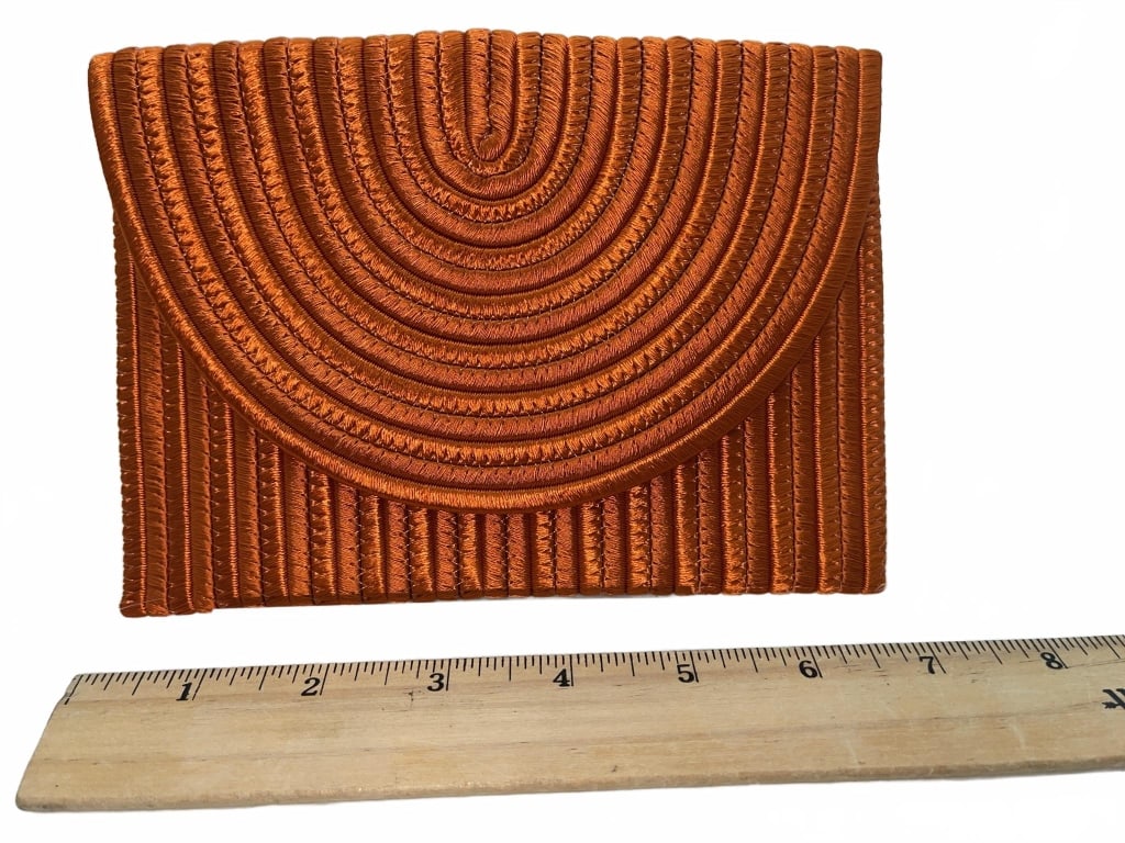 Orange Satin Envelope Clutch Purse - 5