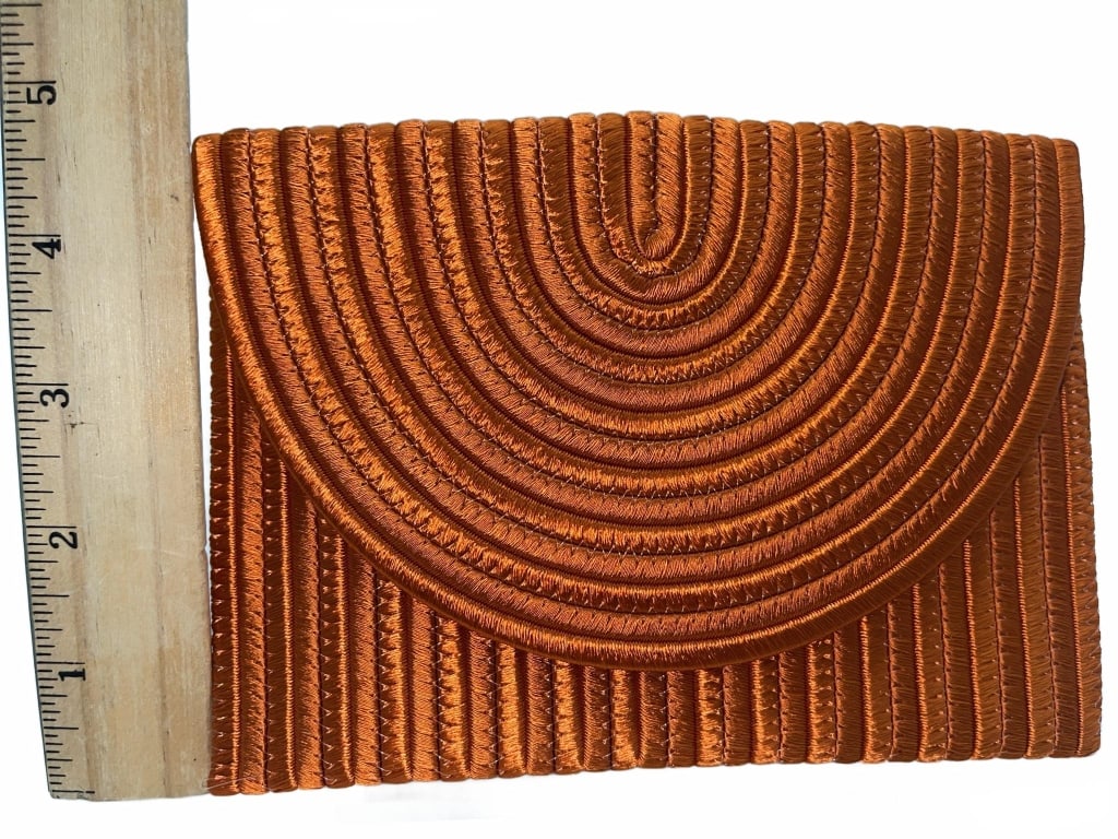 Orange Satin Envelope Clutch Purse - 6