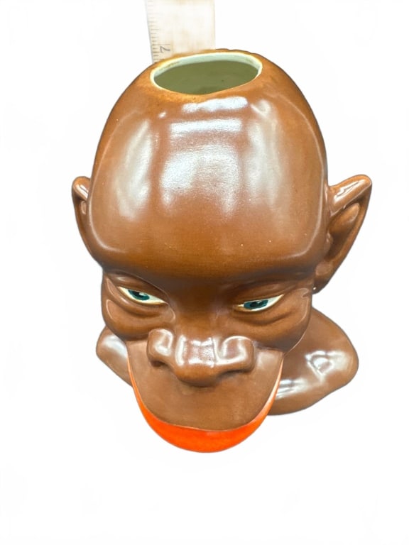 Ceramic Monkey Head Vase by Goldie - 4