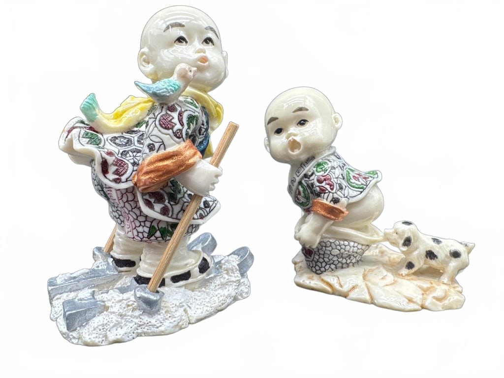 Porcelain Chinese Boy Figurines - 2
