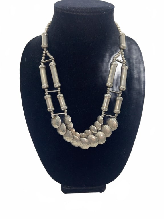 Double Strand Silver Bead Necklace - 2