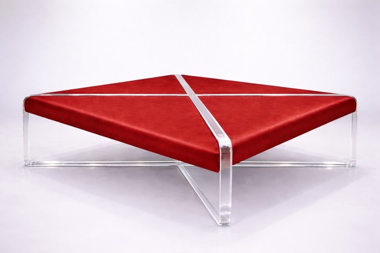 STUNNING MID CENTURY MODERN X TOP RED LEATHE! (1 of 2)