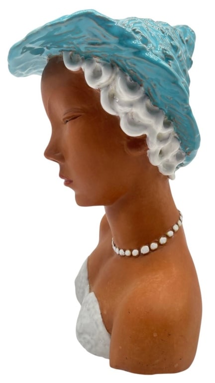 ITALIAN CERAMIC LADY BUST 10" - 5