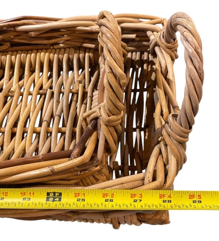 PAIR OVERSIZED HANDWOVEN WICKER TRAYS 29" - 4
