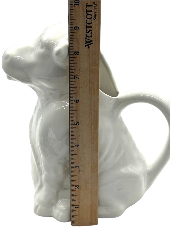 WHITE CERAMIC COW PITCHER 10" - 5