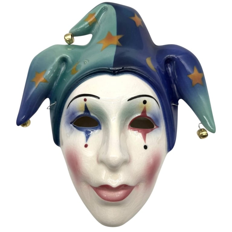 CERAMIC HARLEQUIN WALL MASK 10" - 2