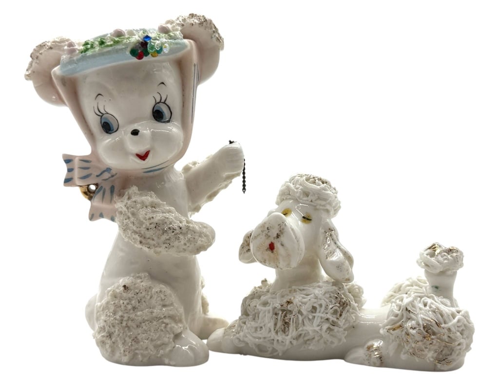 VINTAGE SPAGHETTI POODLE VANITY SET 4" - 2