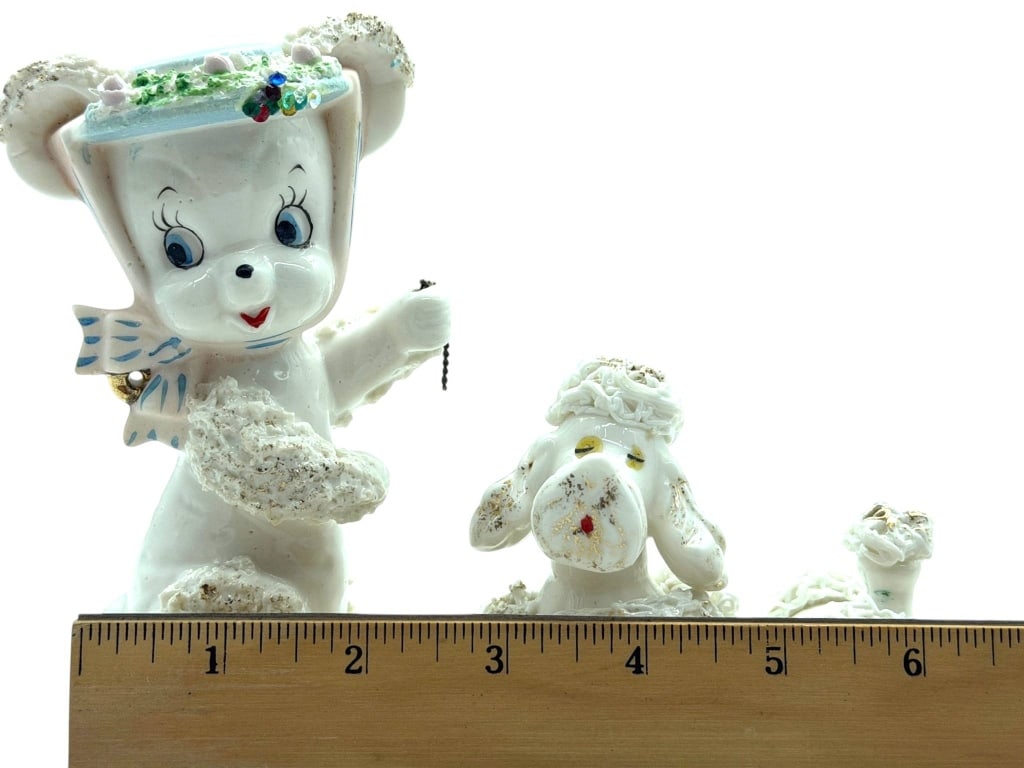 VINTAGE SPAGHETTI POODLE VANITY SET 4" - 4