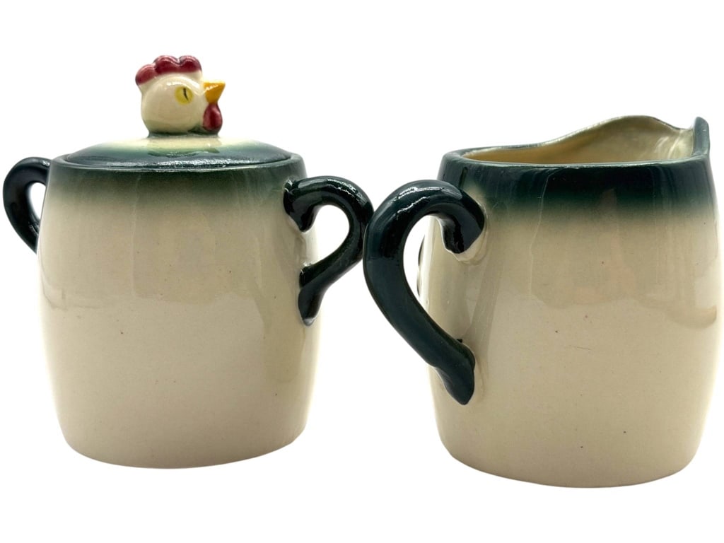 ROOSTER CERAMIC CREAMER & SUGAR SET 4" - 3