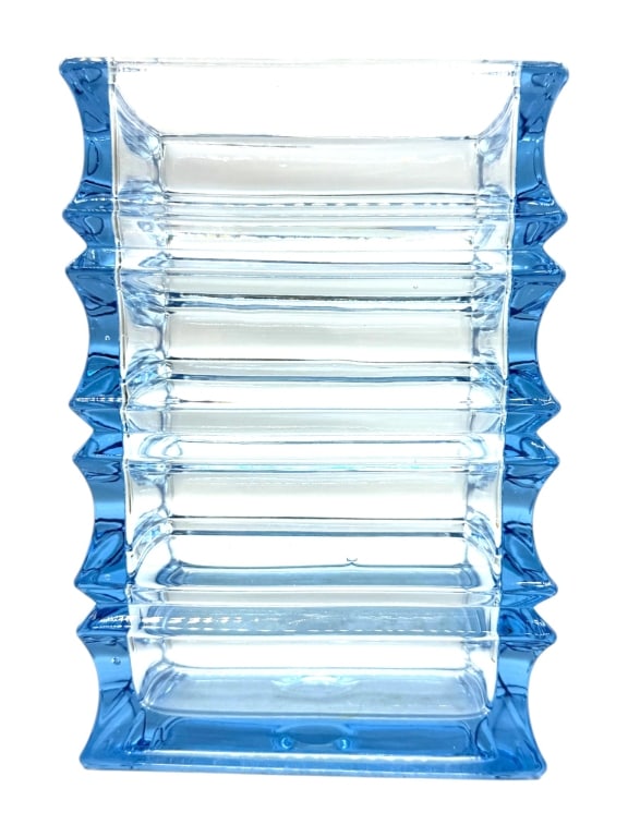JOSEF HOFFMANN STYLE ART DECO BLUE GLASS VASE 8" (1 of 7)