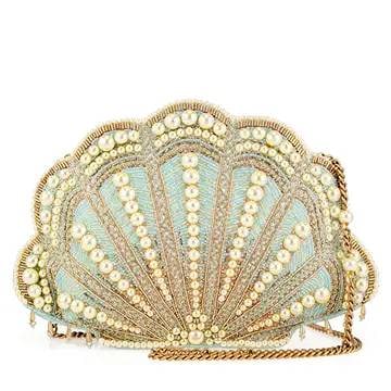 NEW MARY FRANCES SEASIDE LUXURY BAG: Every Mary Frances piece is handmade! | | Seaside Luxury Handbag captures the elegance of ocean treasures with its shimmering shell design and pearl accents. The soft blue tones and golden details evo