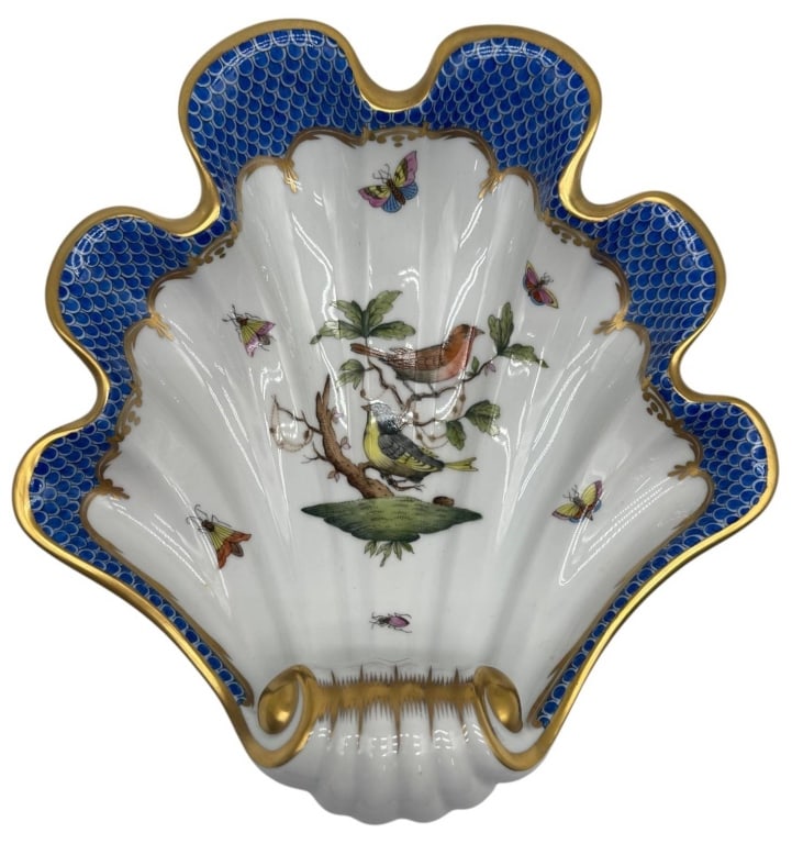 HEREND ROTHSCHILD BIRD SHELL DISH 9" (1 of 12)
