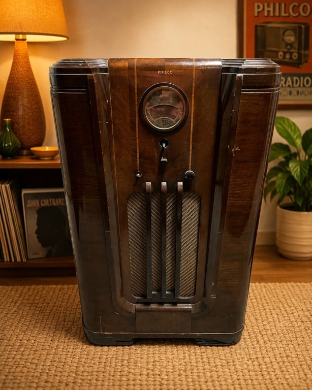 PHILCO ART DECO CATHEDRAL RADIO CABINET 39" (1 of 10)