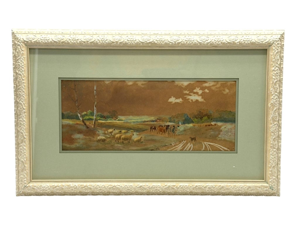 FRAMED RURAL LANDSCAPE WATERCOLOR 20" (1 of 5)