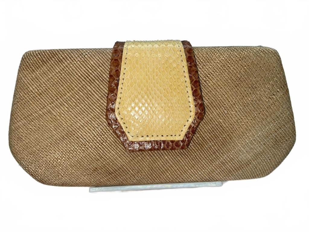 Marjorie Rennet Linen and Snakeskin Clutch (1 of 3)