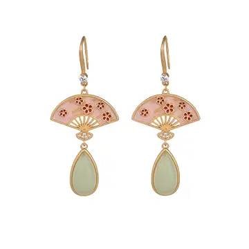 24K GP BLOOMING FLOWERS ON JADE EARRINGS (1 of 4)