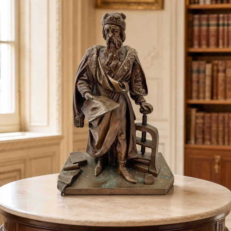GUTENBERG BRONZE PRINTER SCULPTURE 13" (1 of 12)