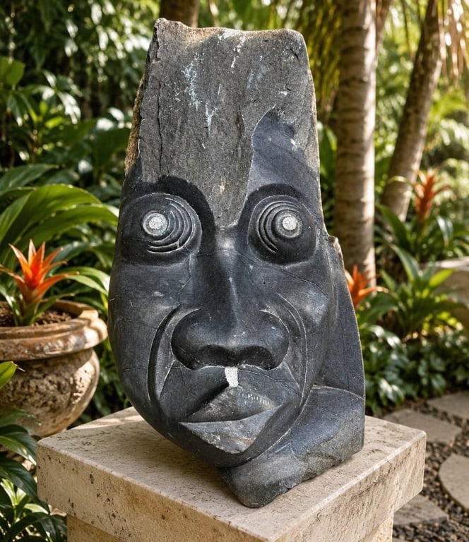 HAND-CARVED AFRICAN STONE TRIBAL MASK 22" (1 of 4)