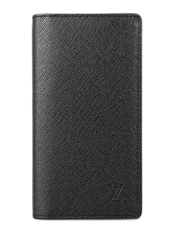 LOUIS VUITTON TAIGA PORTEFEUILLE BRAZZA WALLET 7.5: Crafted in France from Louis Vuitton's signature Ta?ga leather in classic Noir, this Portefeuille Brazza long wallet (Model M30285) is part of the House's first dedicated men's leather collection, pri