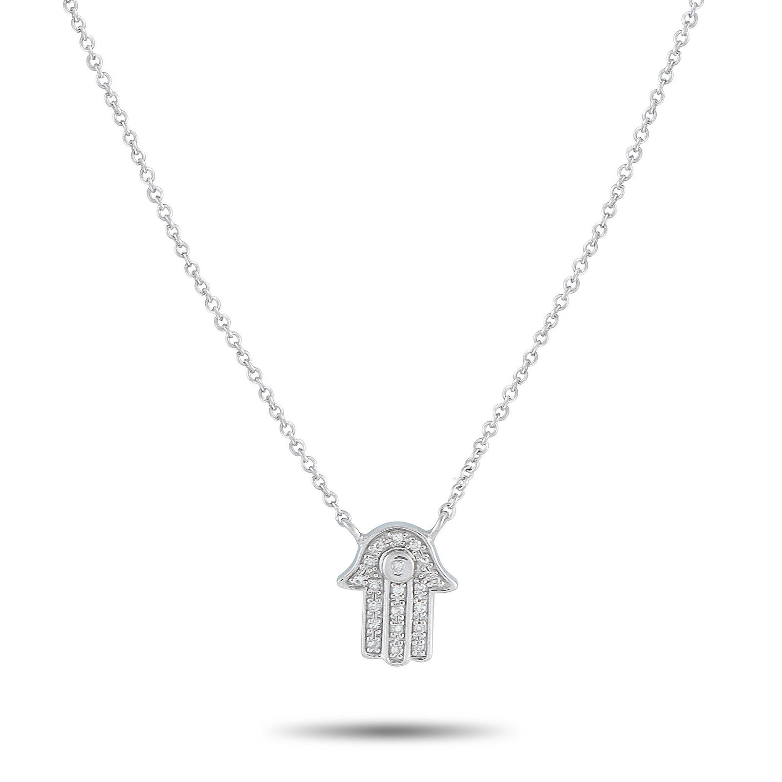 14K GOLD 0.10CT DIAMOND HAMSA PENDANT NECKLACE: This luxury necklace brings new life to a classic spiritual symbol. The Hamsa an ancient emblem of protection against dark energy comes to life thanks to sparkling Diamonds totaling 0.10 carats. Craft
