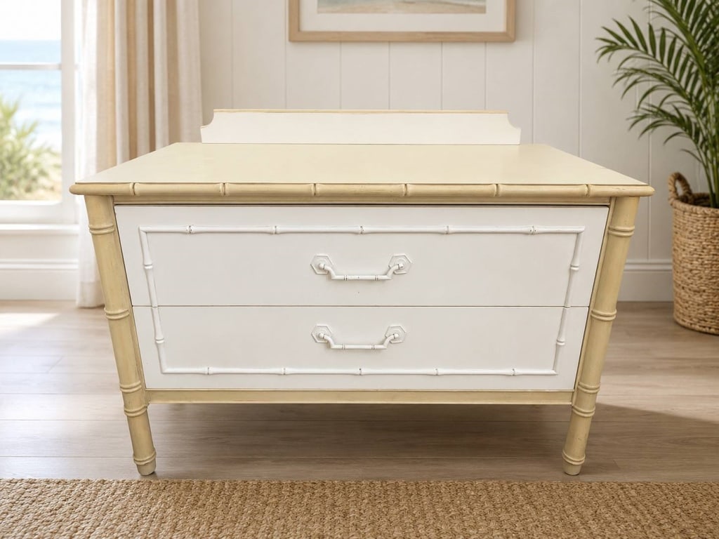 BAMBOO COASTAL STYLE TWO-DRAWER CHEST 37" (1 of 6)