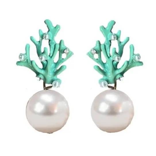 PEARL AND TURQUOISE CORAL STATEMENT EARRINGS (1 of 2)