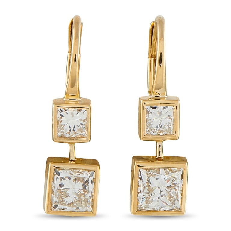 18K YELLOW GOLD 1.92CT DIAMOND EARRINGS (1 of 3)