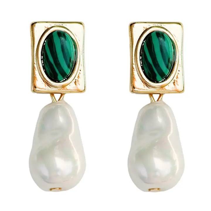 MALACHITE AND PEAR DROP EARRINGS (1 of 2)