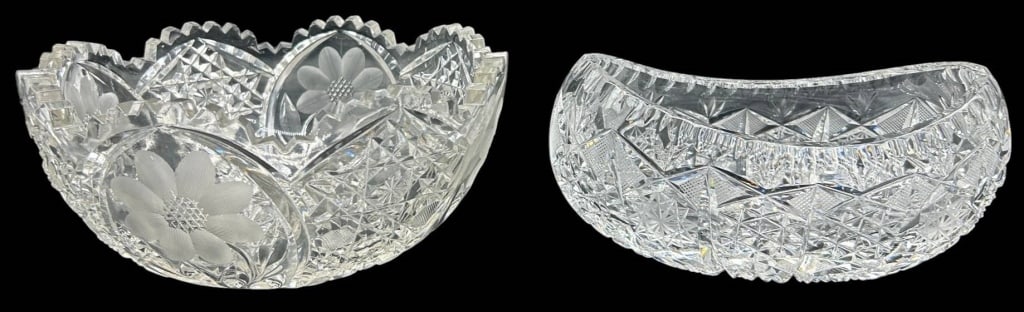 CUT CRYSTAL BOWL PAIR 9" (1 of 5)