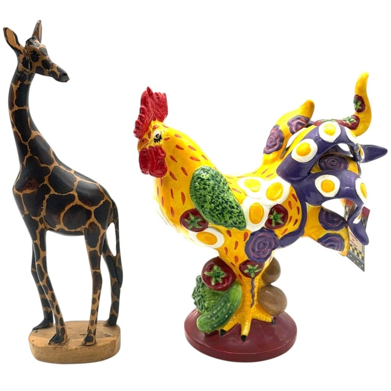 GIRAFFE & ROOSTER FIGURES 13" (1 of 5)