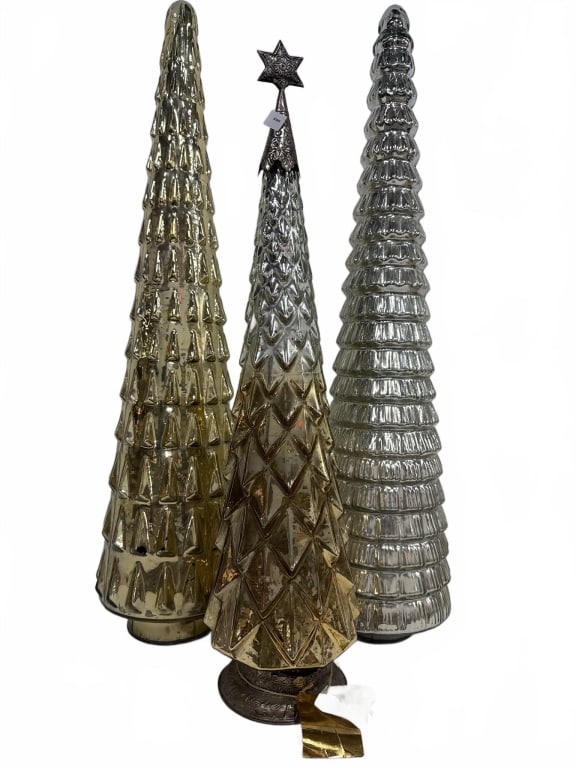 3 Mercury Glass Christmas Trees (1 of 4)