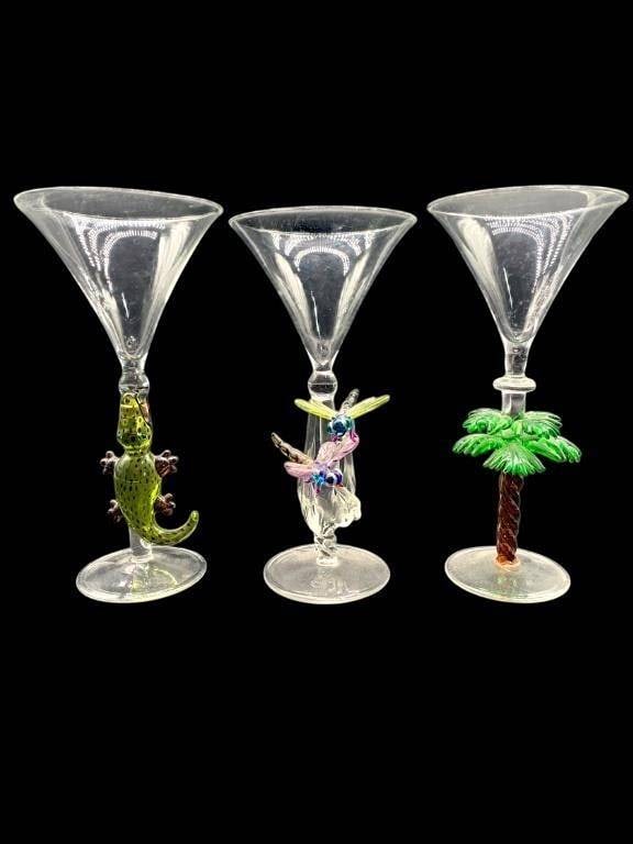 SET OF THREE FUN MARTINI GLASSES (1 of 4)