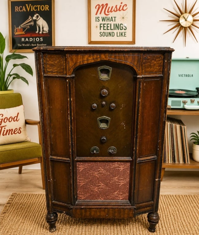 PHILCO FLOOR MODEL RADIO CABINET 42" (1 of 10)