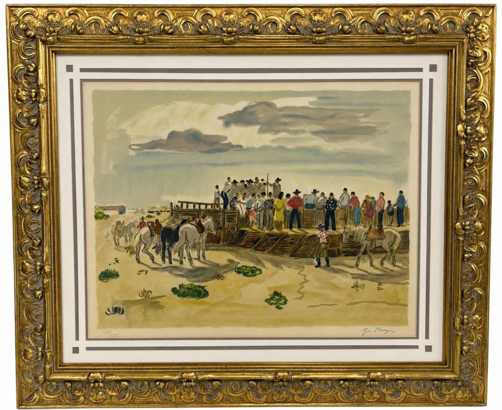 YVES BRAYER HORSE MARKET LITHOGRAPH 129/175 38" (1 of 7)