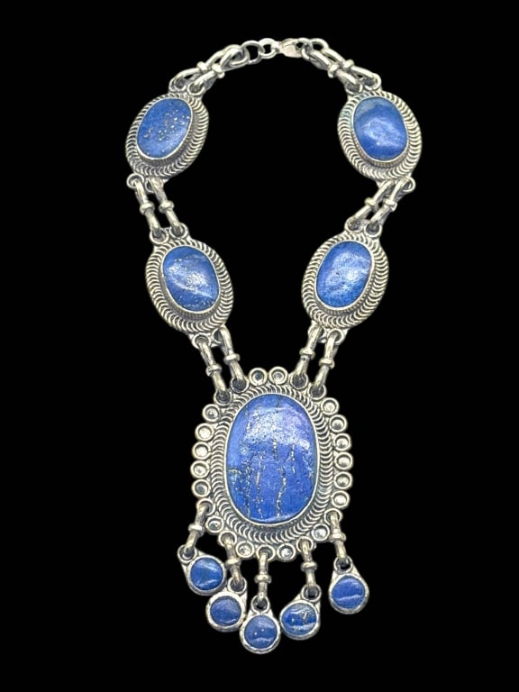 STERLING LAPIS LAZULI ANKLET 10.5" (1 of 4)