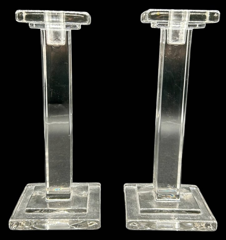 PAIR OF MODERN ART GLASS CANDLESTICKS 10" (1 of 3)