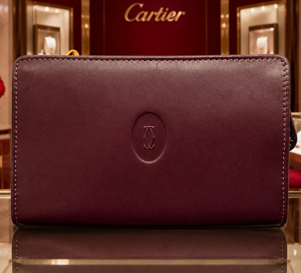 CARTIER MUST DE CARTIER OVERSIZED POUCH WALLET 7" (1 of 8)