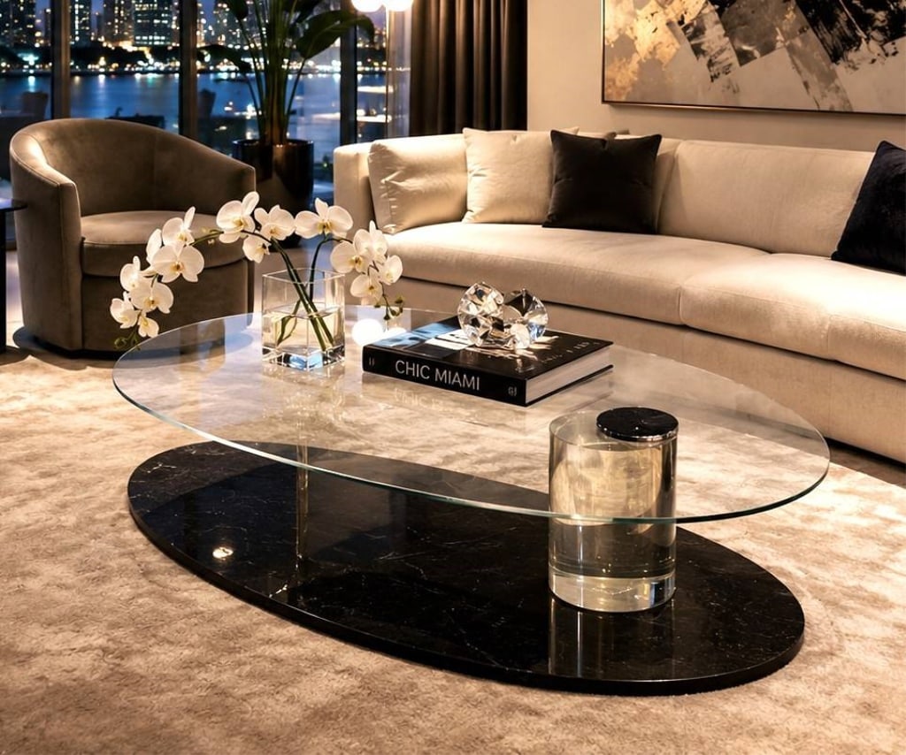 LEON FROST LUCITE MARBLE COFFEE TABLE 54" (1 of 5)