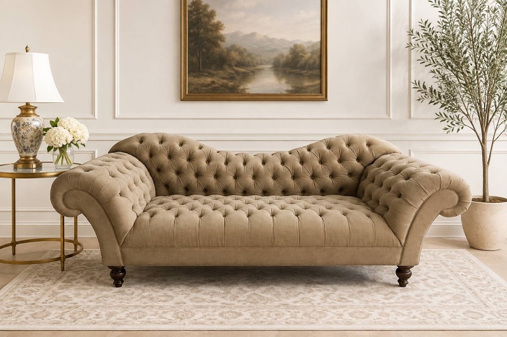 CHESTERFIELD TUFTED SOFA 48? (1 of 8)