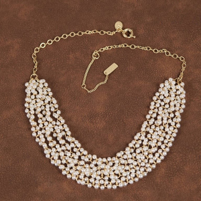 VINTAGE ELEGANT 18K GP PEARL NECKLACE: This luxurious 18K real gold-plated necklace features a stunning array of lustrous pearls, elegantly arranged for a sophisticated look. With a length of 20.5+3.5 inches, it?s the perfect accessory to 