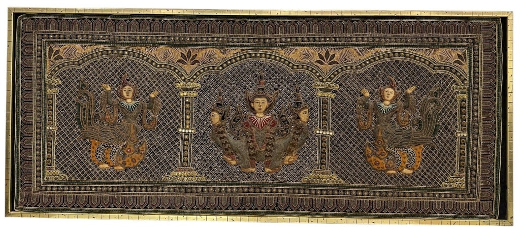 THAI SEQUIN TEXTILE WALL ART 64" (1 of 8)