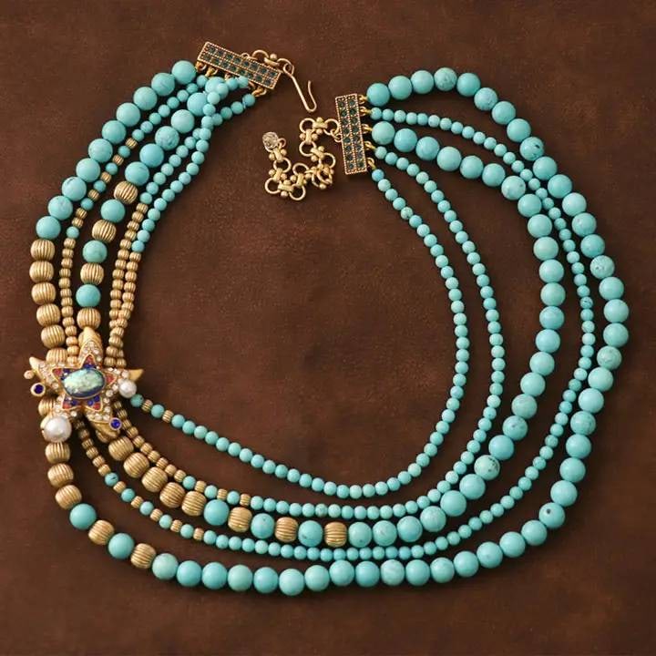 VINTAGE 18KGP TURQUOISE NECKLACE (1 of 5)