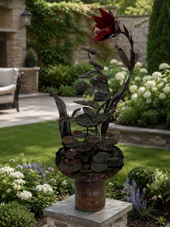 MID MOD JERE STYLE BRUTALIST FLOWER FOUNTAIN 51" (1 of 5)