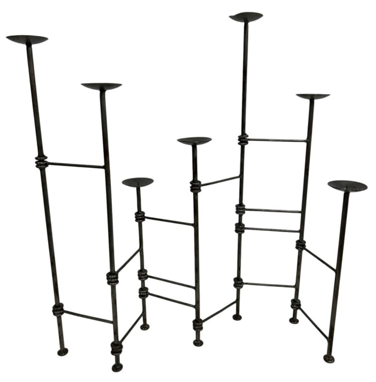 MODERN WROUGHT IRON FLOOR CANDLEHOLDER 32" (1 of 5)