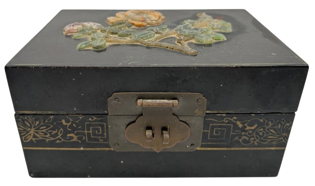 CHINESE LACQUER JEWELRY BOX 7" (1 of 6)