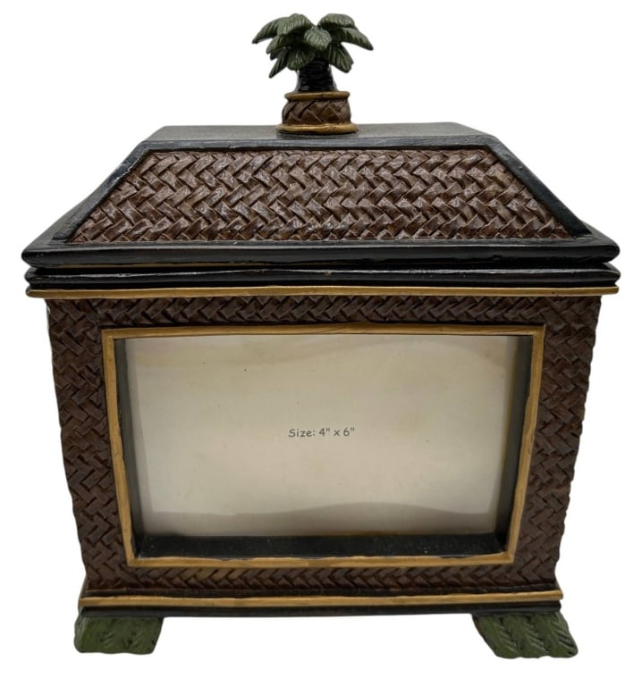TROPICAL PALM PHOTO KEEPSAKE BOX 9" (1 of 3)